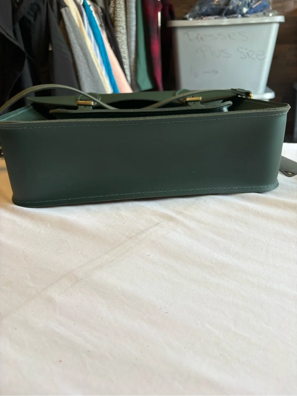The Cambridge Satchel Company Forest Green Leather Satchel with Gold Hardware